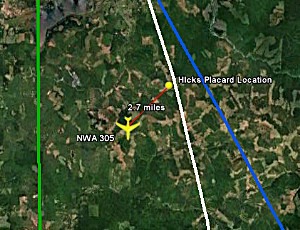 Fig. 2 Placard location in relation to FBI flight path. Click on image for expanded view.